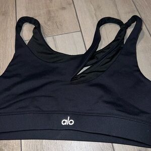 ALO Yoga Black Sports Bra with asymmetric straps Back